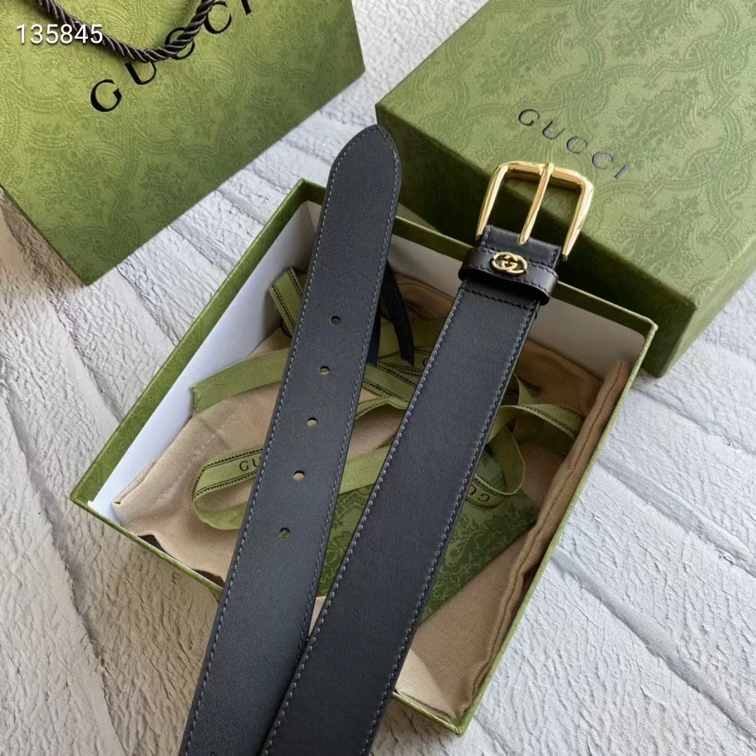 Gucci Unisex GG Belt with Square Buckle and Interlocking G 3.6 cm Width