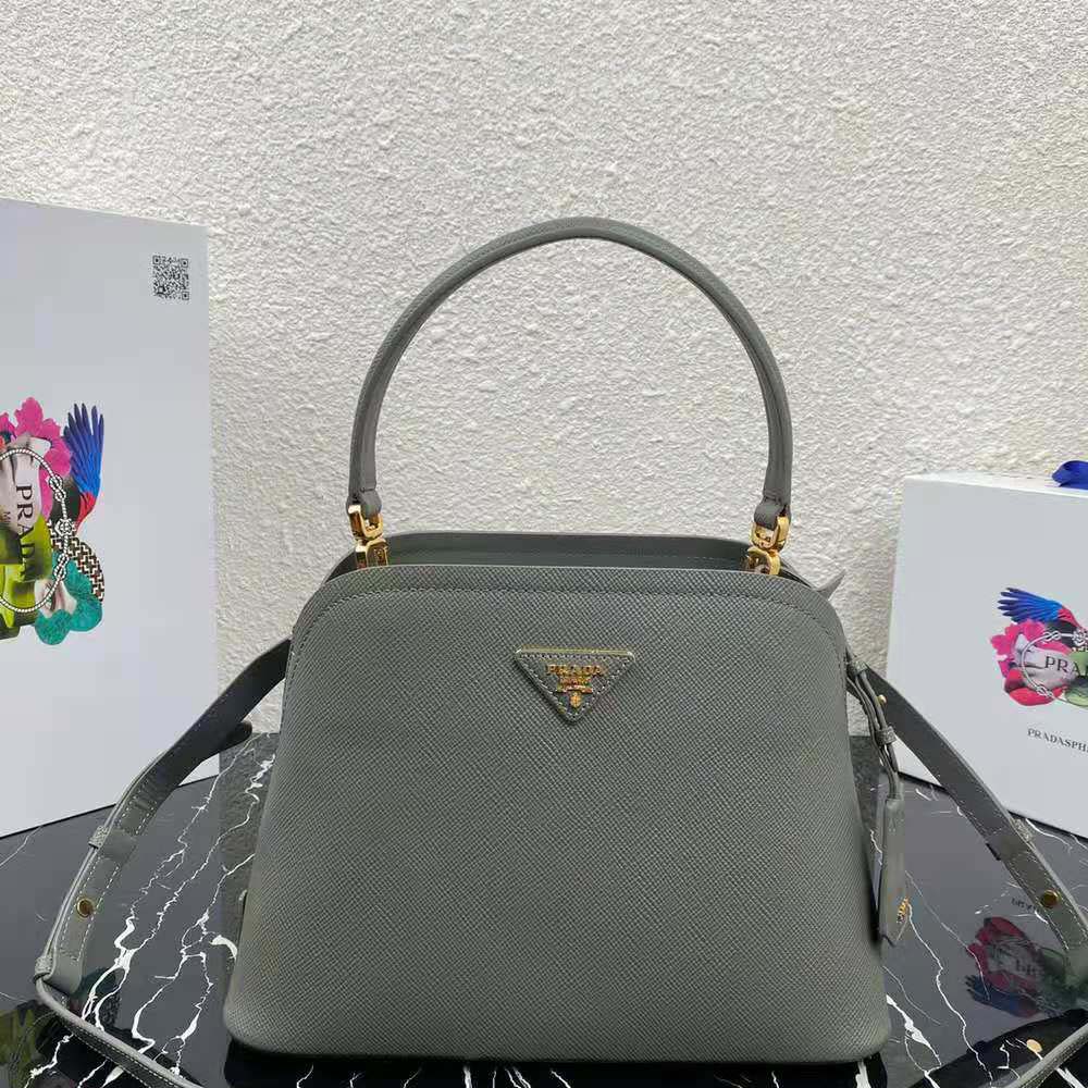 Prada Women Medium Saffiano Leather Prada Matinee Bag-Grey