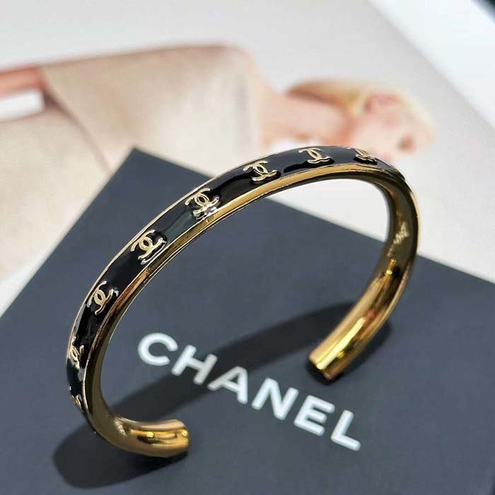 Chanel Women CC Cuff Metal Gold Black Ref. ABC986 B16125 NW383