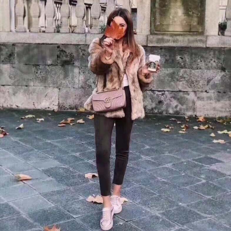 Gucci GG Women GG Marmont Small Matelassé Shoulder Bag Pink Double G