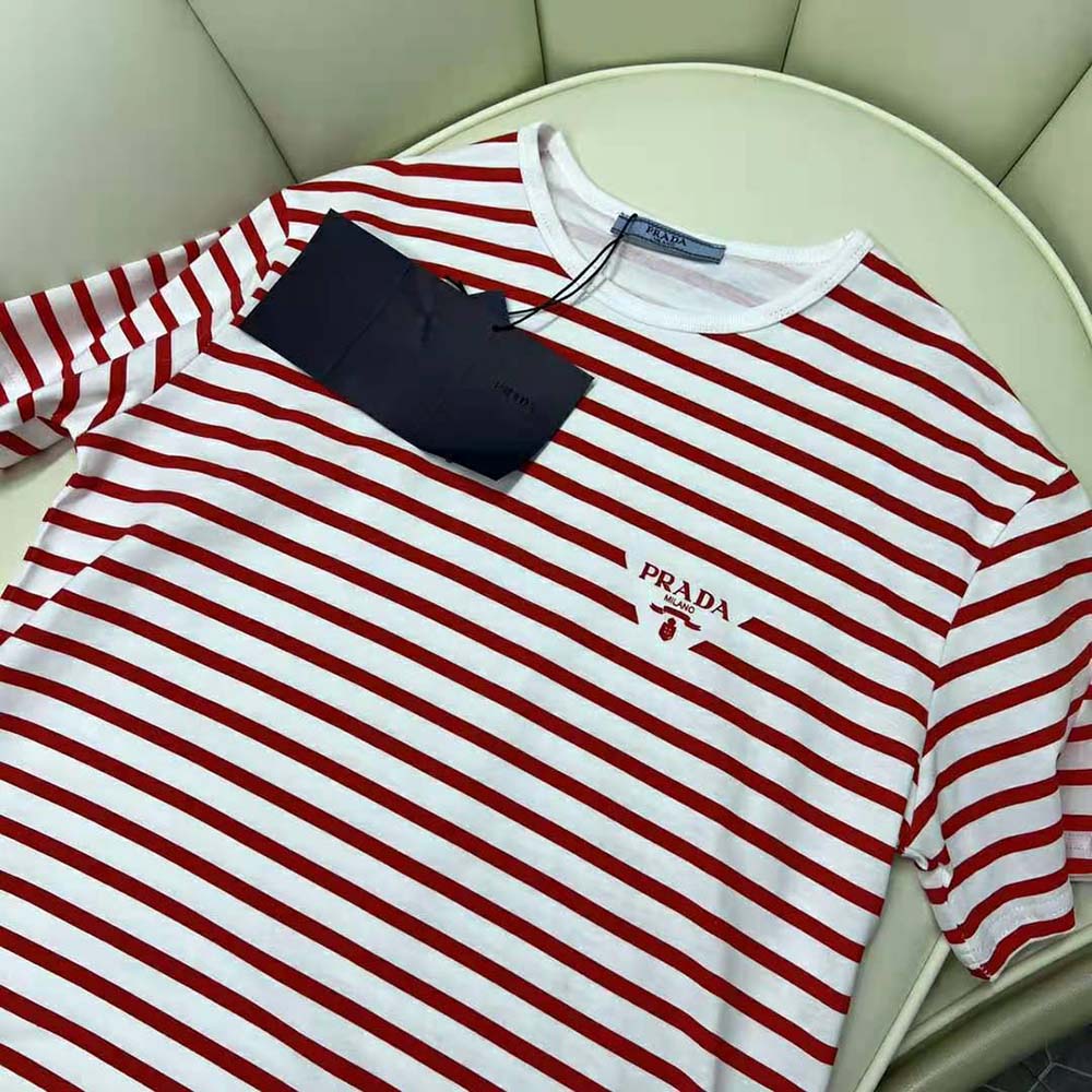 Prada Women Printed Interlock T-shirt-Red