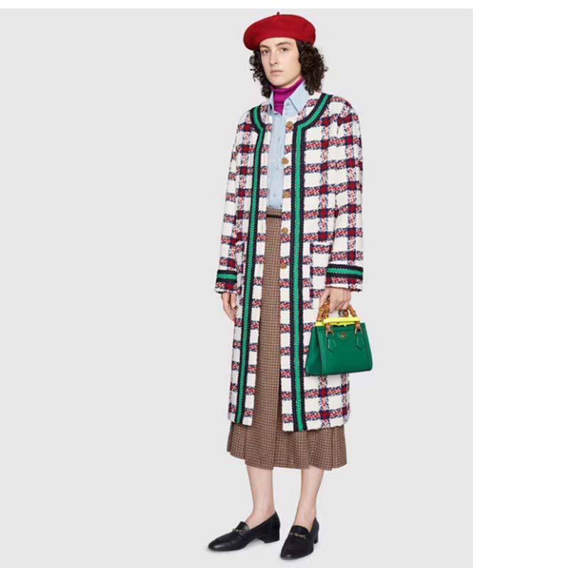 Gucci GG Women Gucci Diana Mini Tote Bag Double G Green Leather