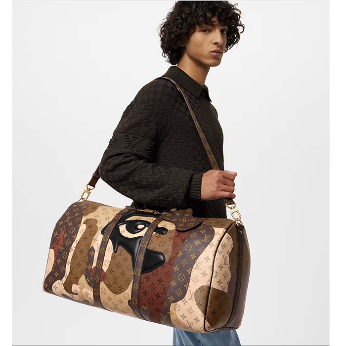 Louis Vuitton LV Unisex Keepall Bandoulière 45 Brown Monogram Coated Canvas Cowhide Leather