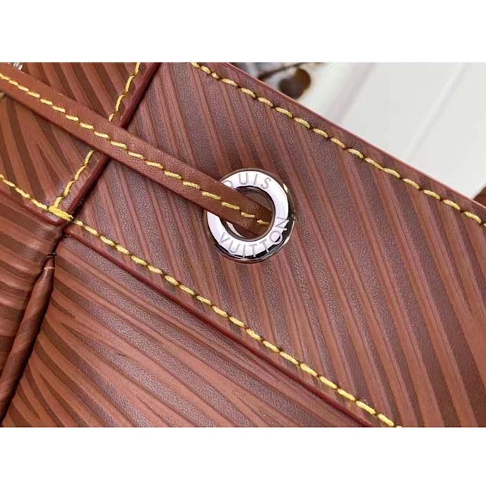 Louis Vuitton LV Unisex Maxi Noé Sling Cognac Calf Leather Drawstring Inside-Hook Closure Double Handle