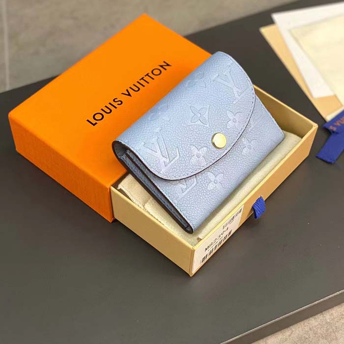 Louis Vuitton LV Unisex Rosalie Coin Purse Blue Monogram Empreinte Embossed Supple Grained Cowhide Leather