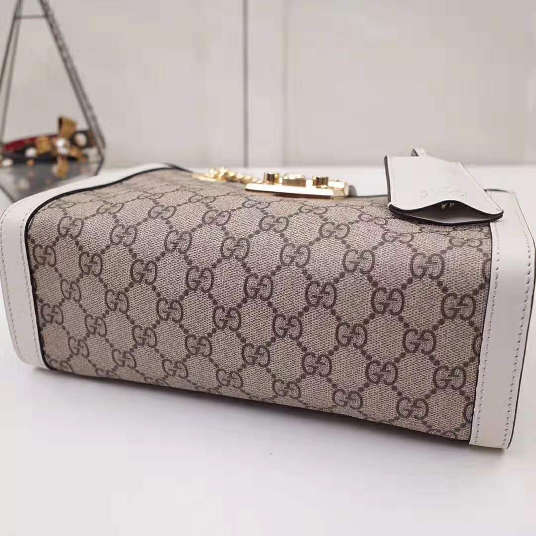 Gucci GG Women Padlock GG Small Shoulder Bag in Beige/Ebony GG Supreme Canvas