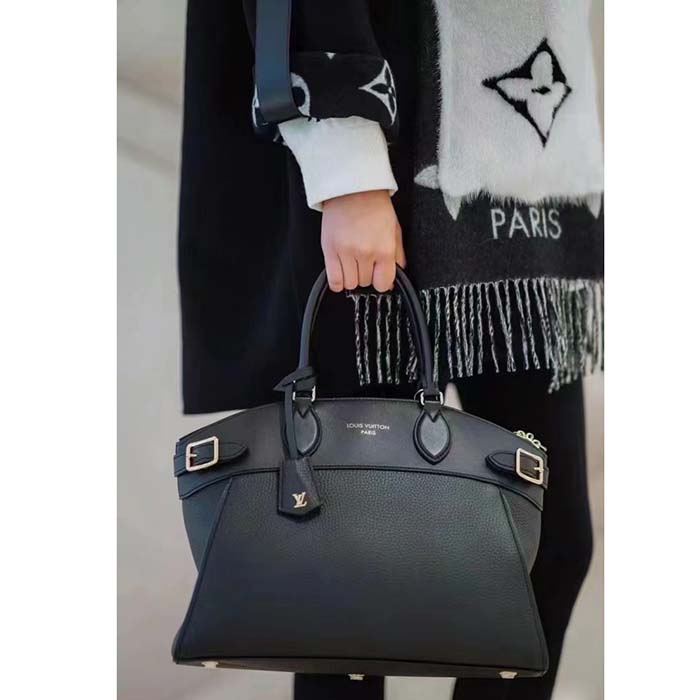 Louis Vuitton LV Women Lock It MM Black Taurillon Leather Smooth Calfskin Calf Leather