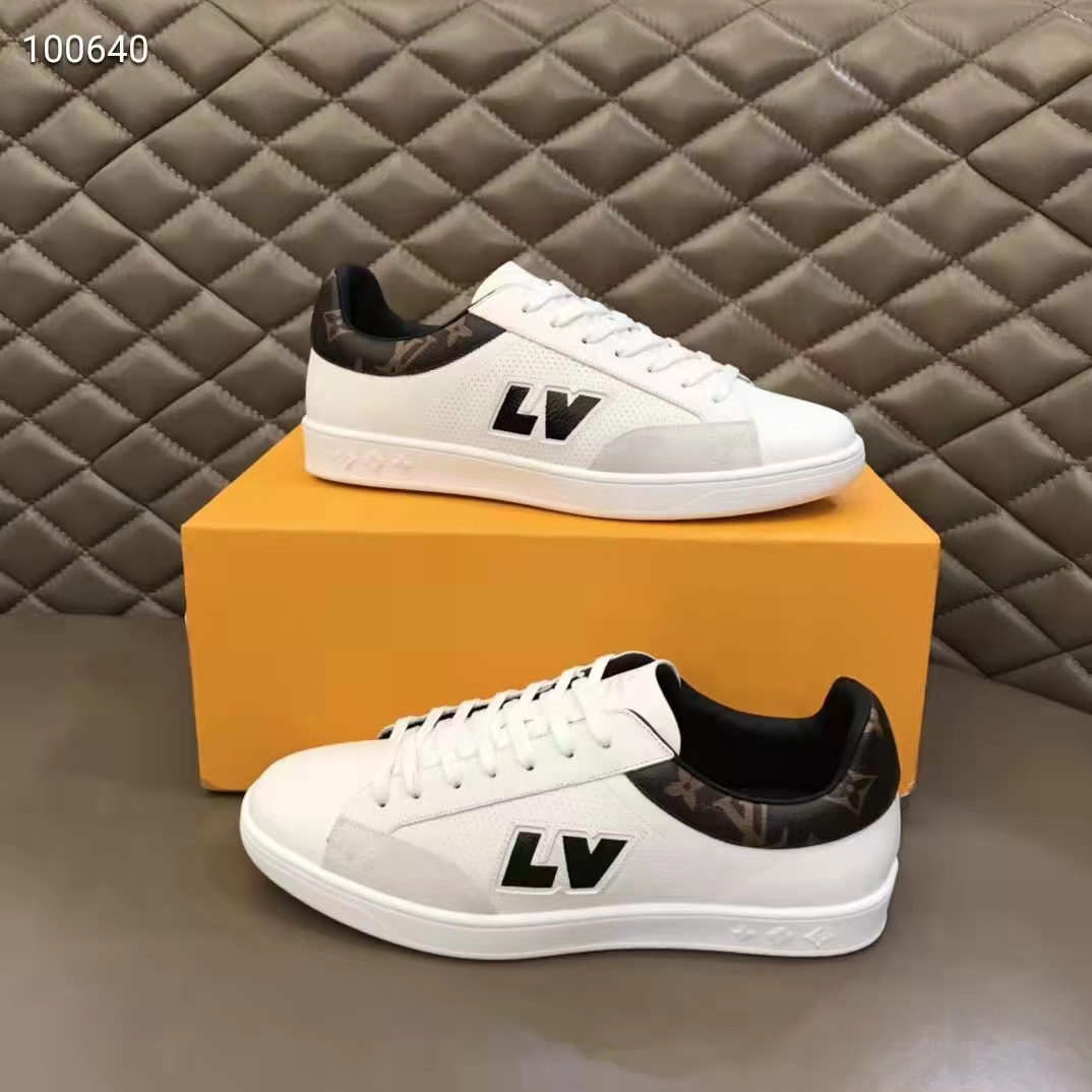 Louis Vuitton LV Unisex Luxembourg Sneaker White Perforated Calf Suede Leather
