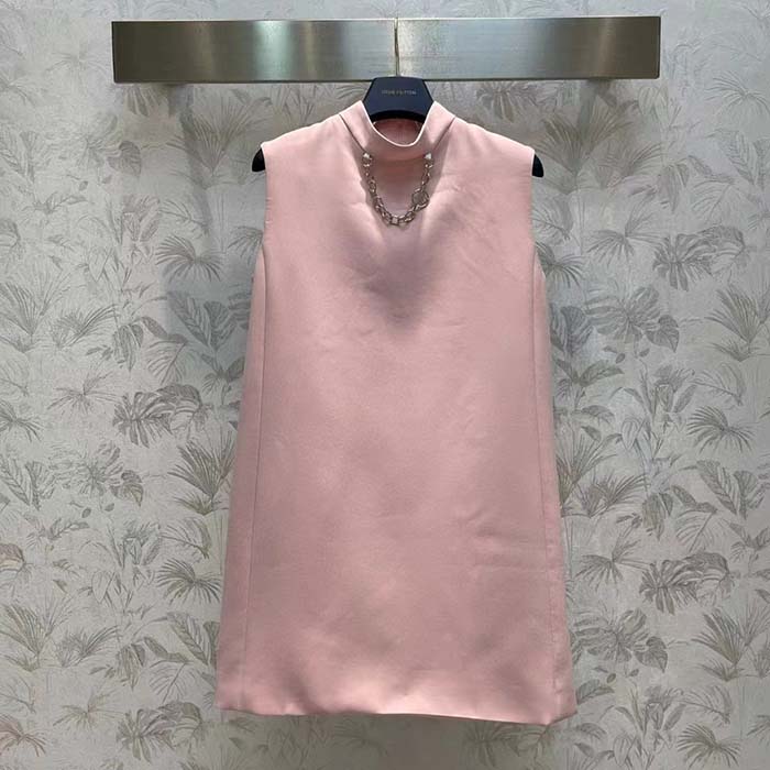 Louis Vuitton Women LV Mock-Neck Straight Dress Light Pink 1AFCHR