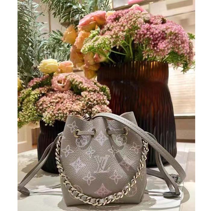 Louis Vuitton LV Unisex Pico Bella Gray Mahina Perforated Calf Leather Microfiber Lining