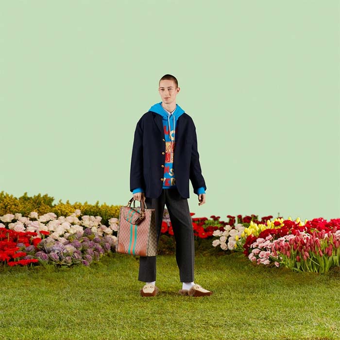 Gucci Men GG Cotton Jersey Sweatshirt Turquoise Felted Cotton Jersey Long Sleeves