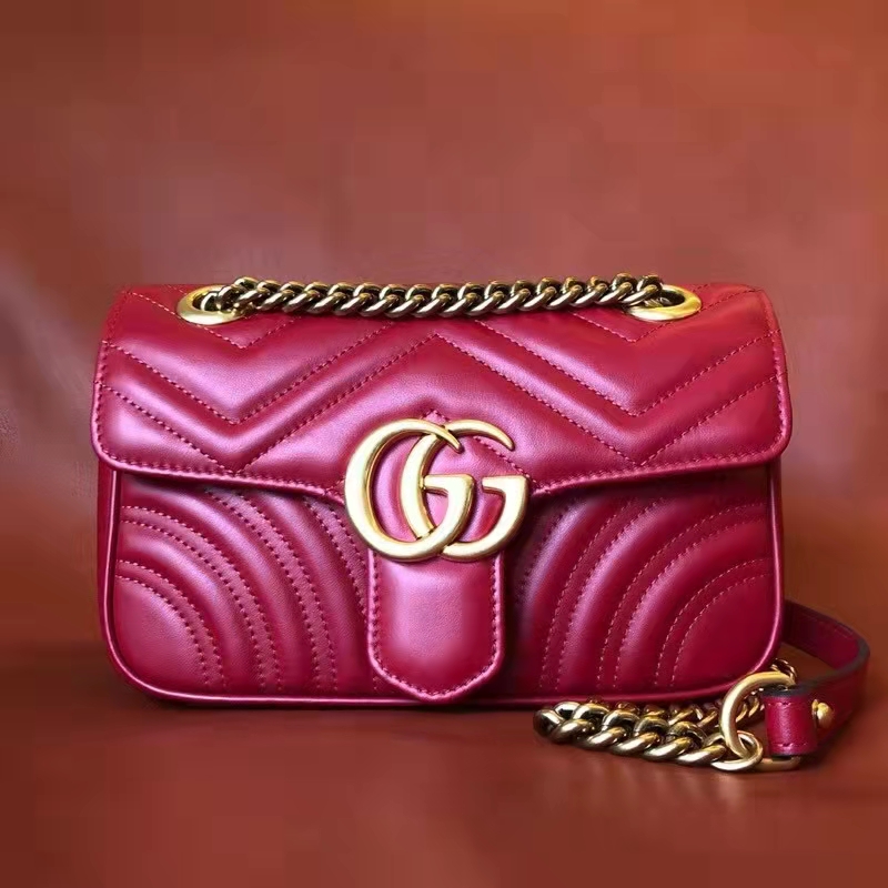 Gucci GG Women GG Marmont Matelassé Mini Bag Red Double G