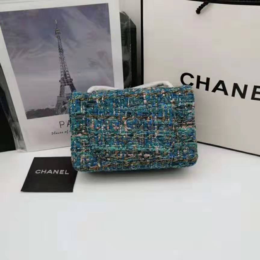 Chanel Women Mini Flap Bag in Tweeds & Fabrics-Blue