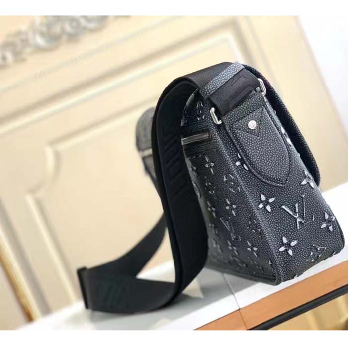 Louis Vuitton LV Unisex Archy Messenger MM Bag Black Charcoal Cowhide Leather