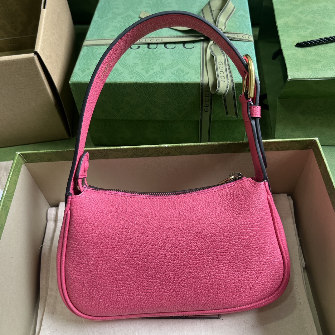 Gucci Women GG Aphrodite Mini Shoulder Bag Double G Pink Soft Leather