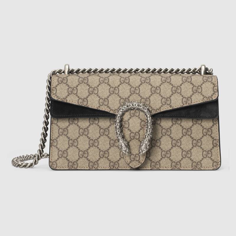 Gucci Women Dionysus Small Shoulder Bag GG Supreme Canvas Suede Tiger Head