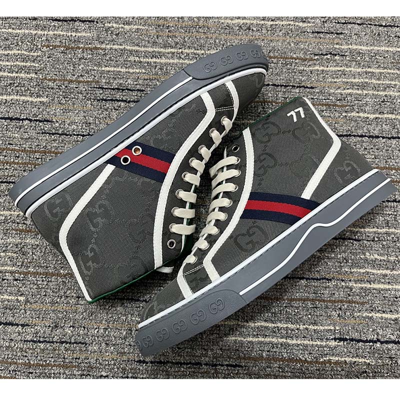 Gucci Men Off The Grid High Top Gucci Tennis 1977 Rubber Sole Flat 2 Cm Heel