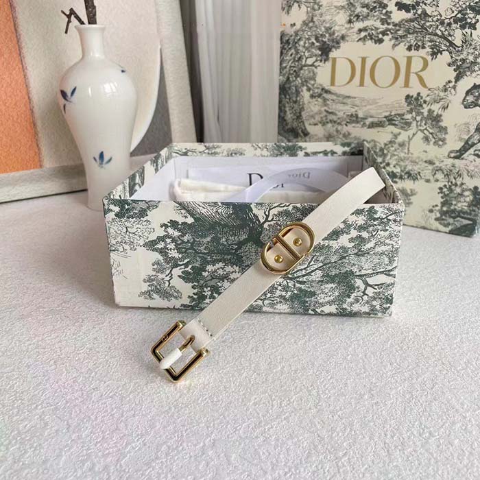 Dior Unisex CD Saddle Belt Latte Ultrasmooth Calfskin 20 MM Width