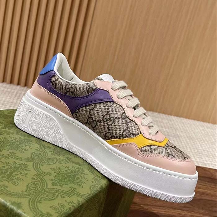 Gucci Unisex GG Sneaker Beige Ebony GG Supreme Canvas Mid 5.6 CM Heel