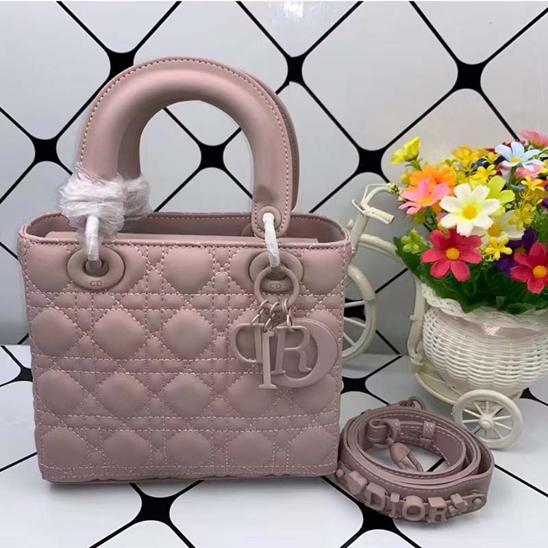 Dior Women Small Lady Dior My Abcdior Bag Powder Pink Cannage Lambskin