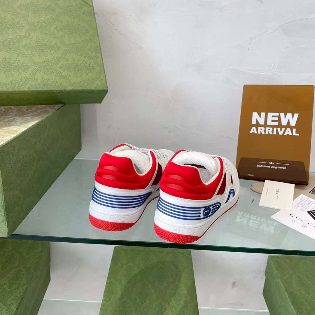 Gucci Unisex Gucci Basket Sneaker Red Mesh Rubber Sole Low 3.3 Cm Heel