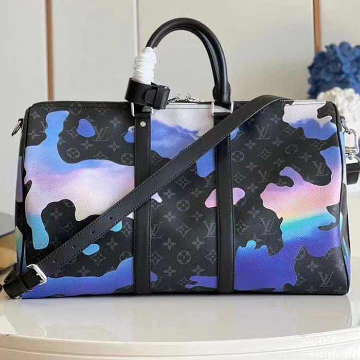 Louis Vuitton LV Unisex Keepall Bandoulière 55 Sunrise Monogram Eclipse Coated Canvas