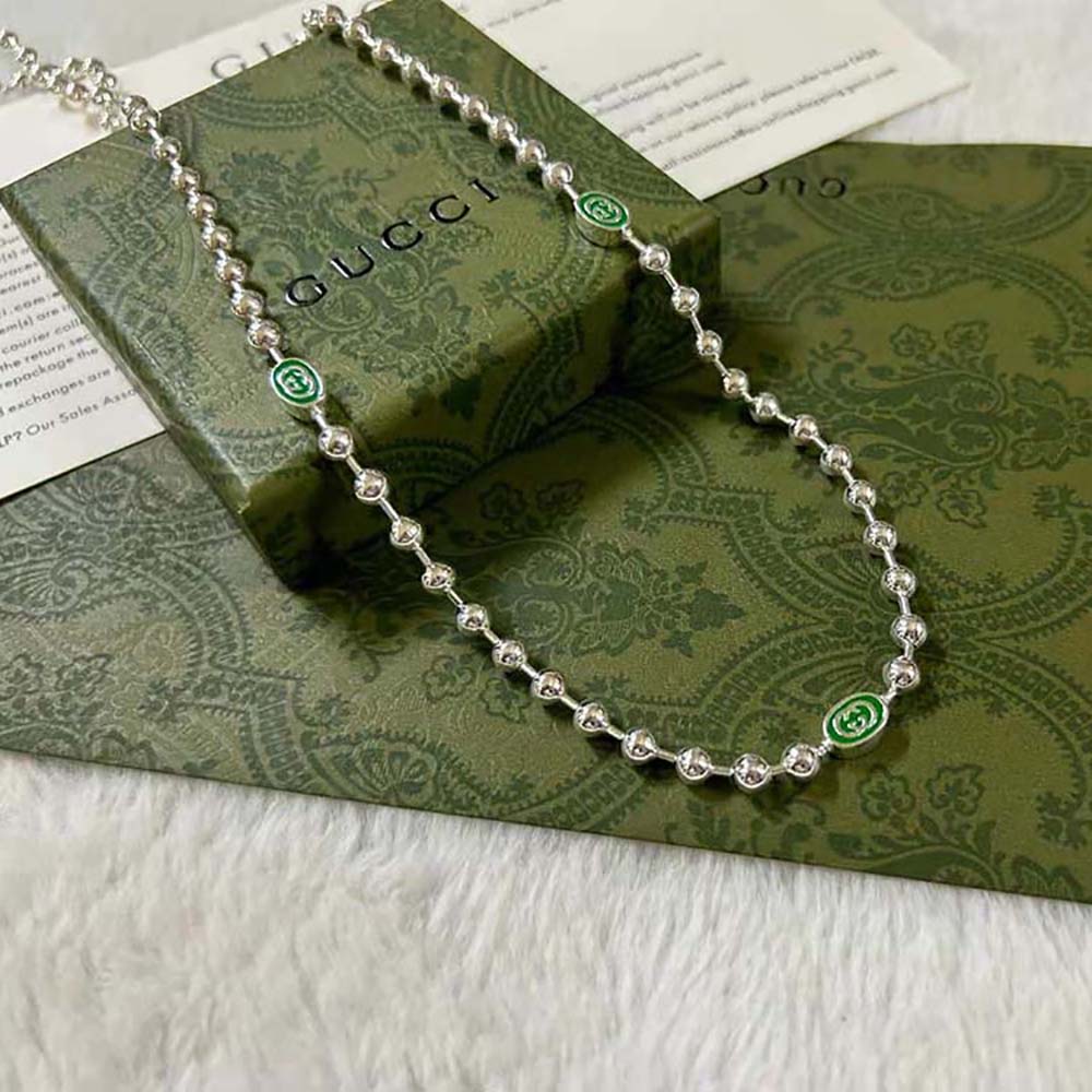 Gucci Women Interlocking G Boule Chain Necklace