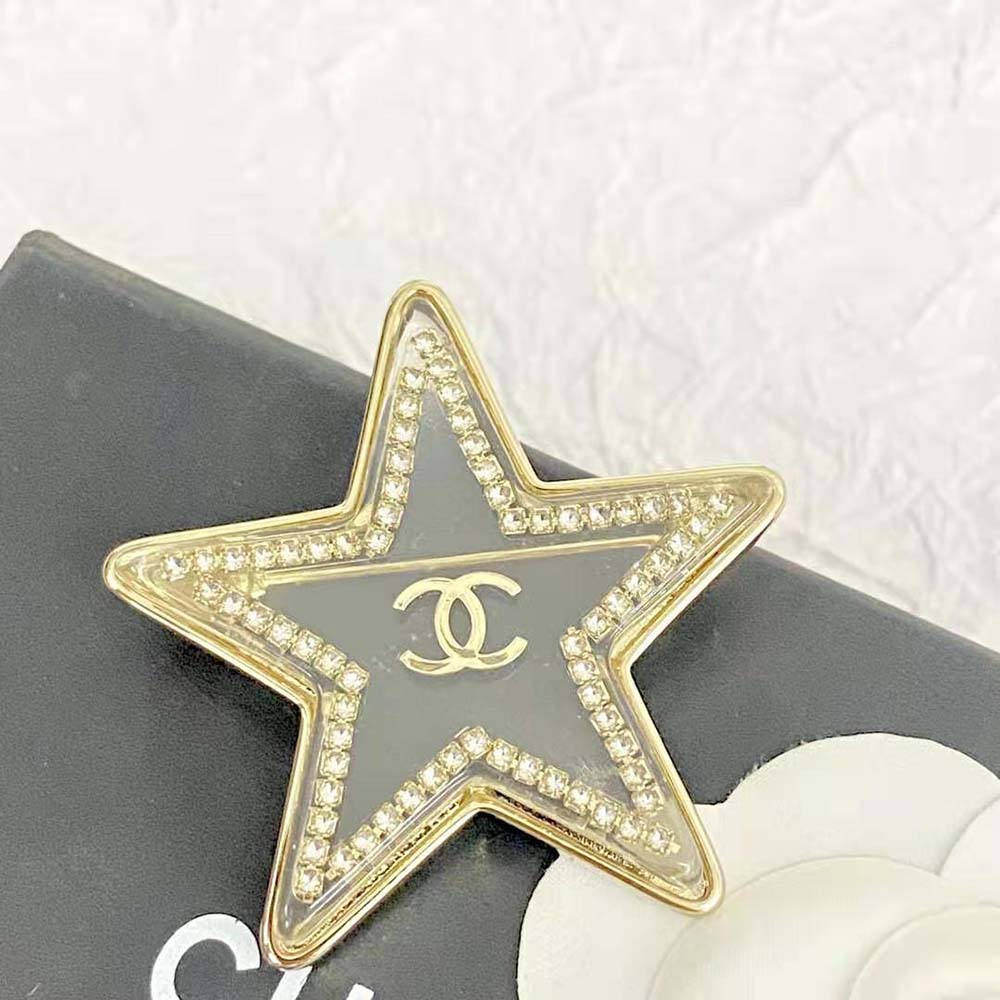 Chanel Women Brooch in Metal Resin and Diamantés