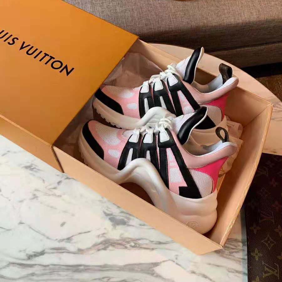 Louis Vuitton LV Unisex LV Archlight Sneaker in Calf Leather and Technical Fabric-Pink