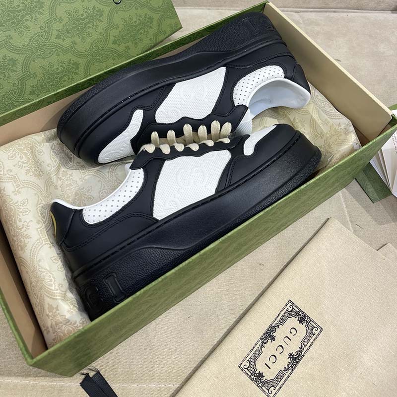 Gucci Unisex Ace GG Embossed Sneaker Interlocking G Print Rubber Mid 5.6 Cm Heel