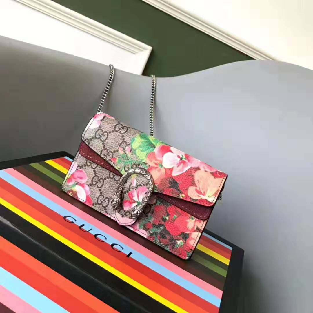 Gucci GG Women Dionysus Small GG Blooms Super Mini Bag-Brown