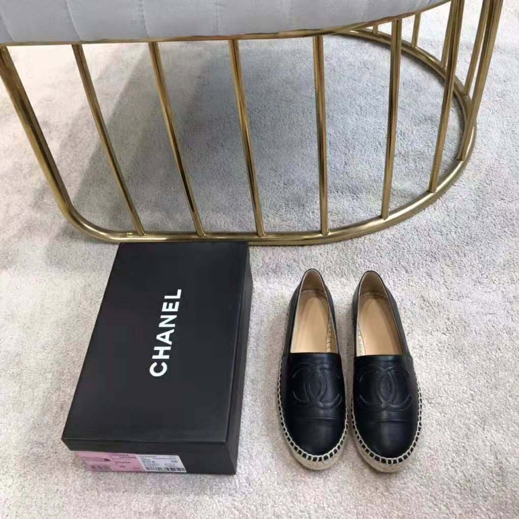 Chanel Women Espadrilles in Lambskin Leather-Black