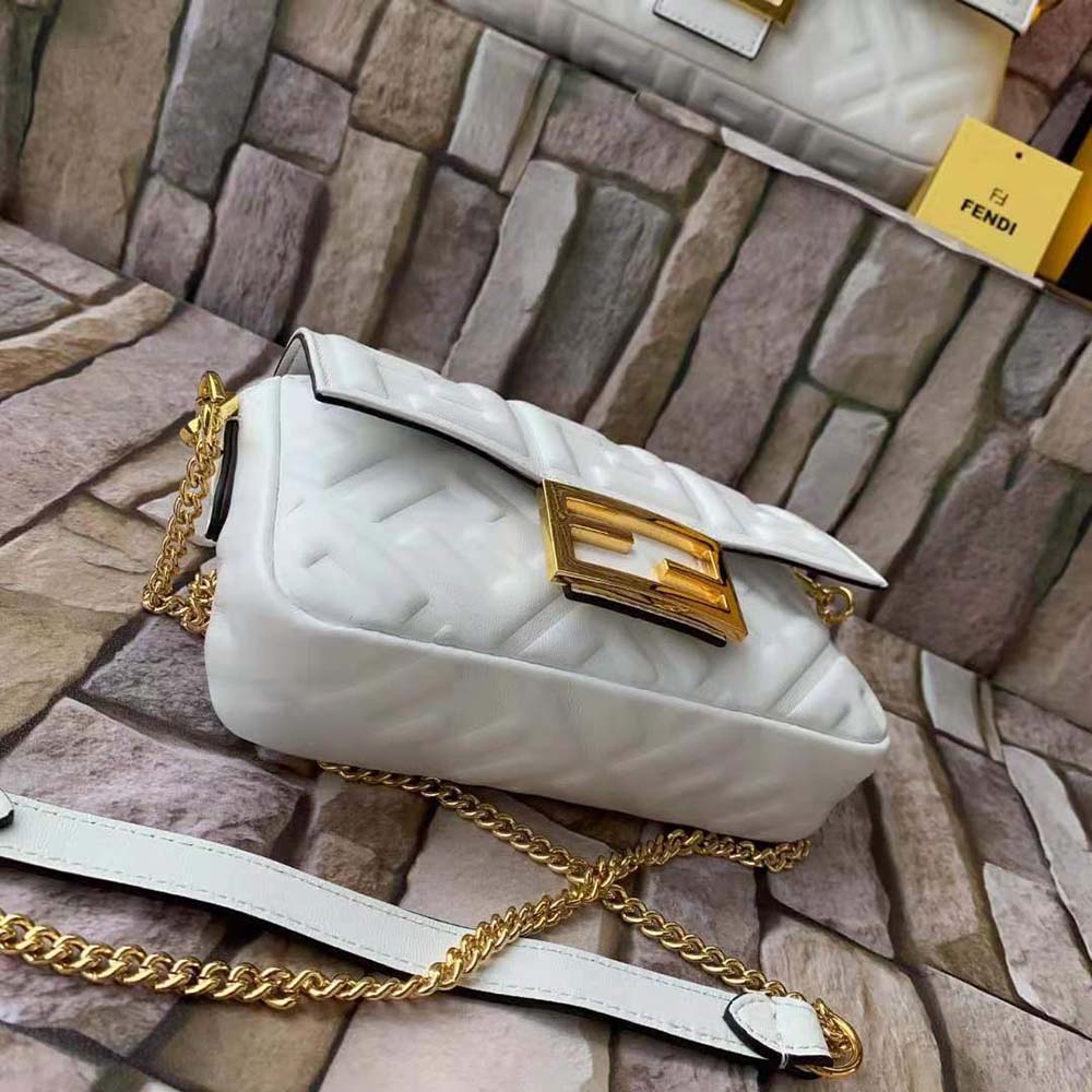 Fendi Women Baguette Soft Nappa Leather Bag-White
