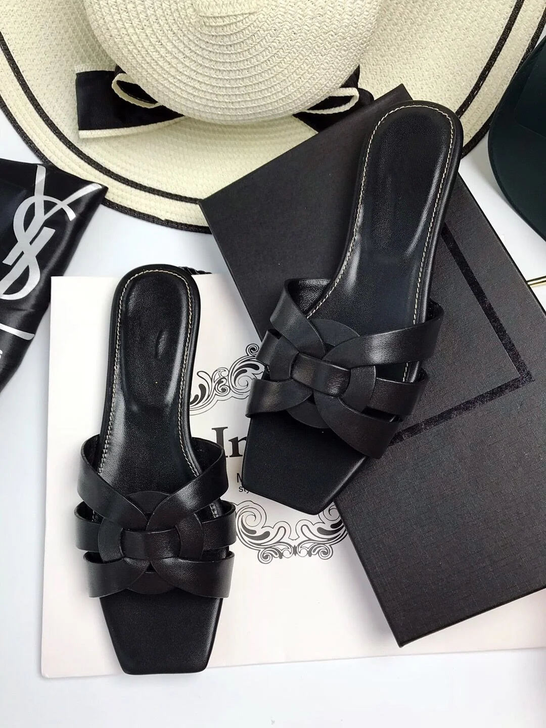 Y Leather Shoes Woven All-match Flat Heel Women's Shoes 1024041119