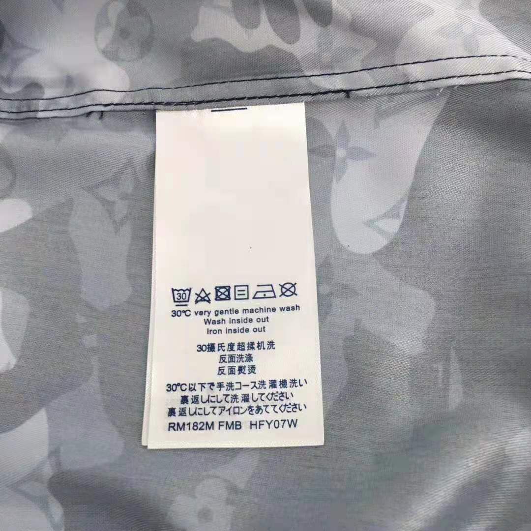 Louis Vuitton Women Camo Regular Silk Shirt LV Signature Blue Regular Fit