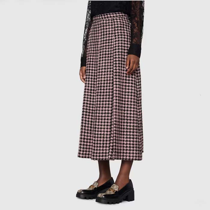 Gucci Women Loafer Interlocking G Black Leather Beige Ebony GG Supreme Canvas