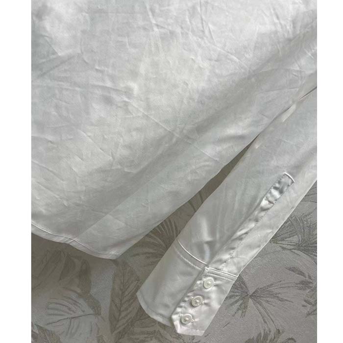 Gucci Women GG Cotton Poplin Shirt Embroidery Long Sleeves Concealed Placket