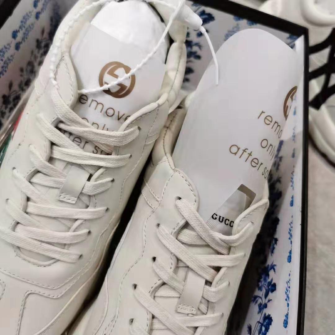 Gucci Men Rhyton Web Print Leather Sneaker in 5.1 cm Height-Beige