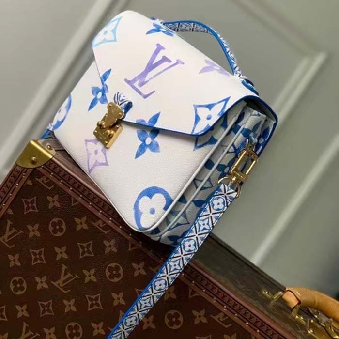 Louis Vuitton LV Women Pochette Métis MM Blue Monogram Coated Canvas