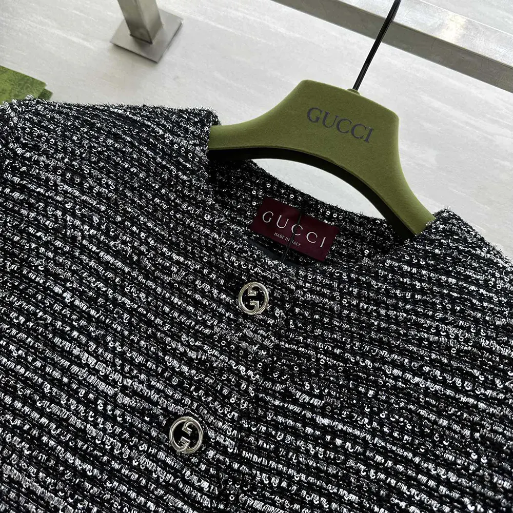 Gucci Women Striped Tweed Lame Jacket 789967ZAQ9N1138