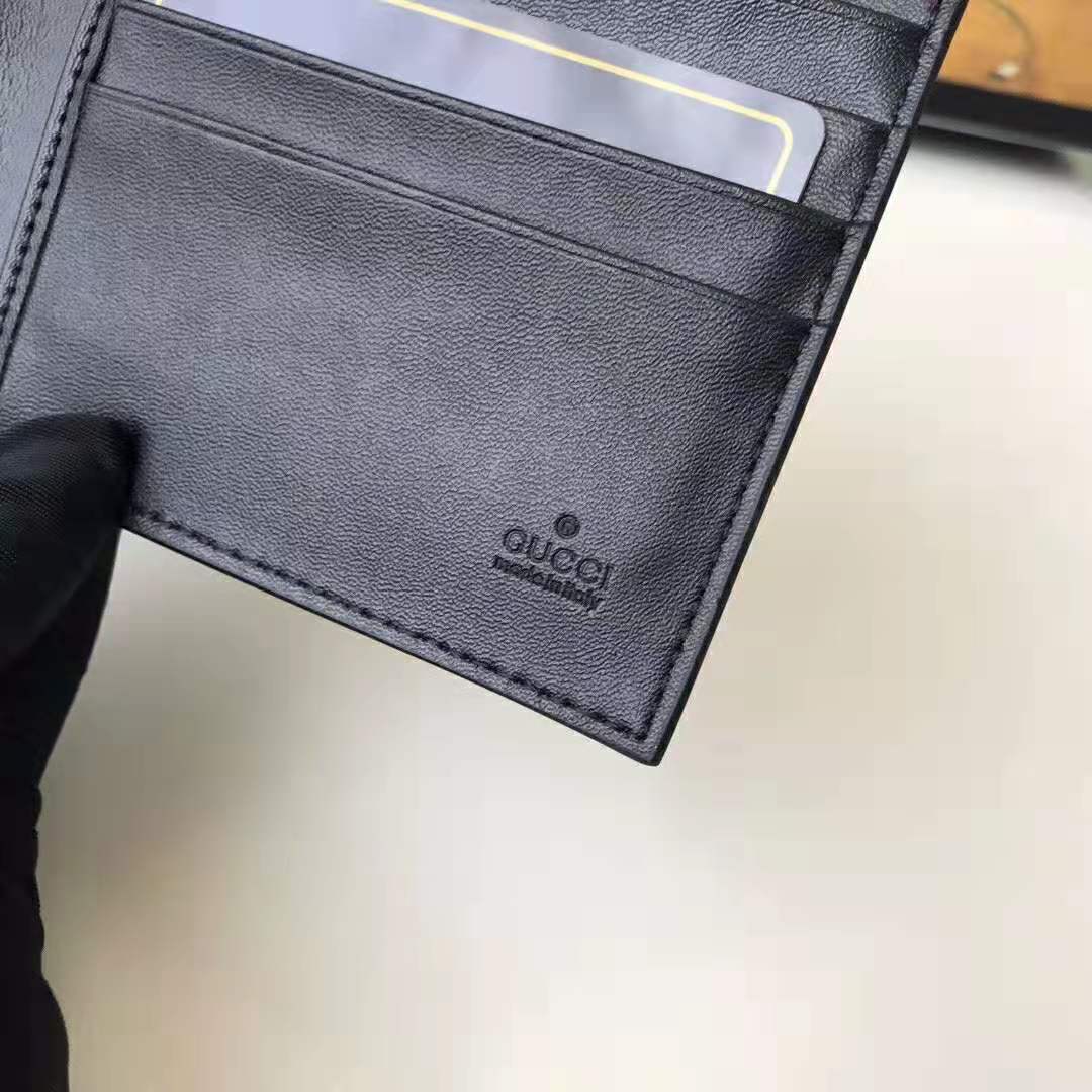 Gucci GG Men GG Supreme Wallet with Wolf in Black and Grey GG Supreme Canvas