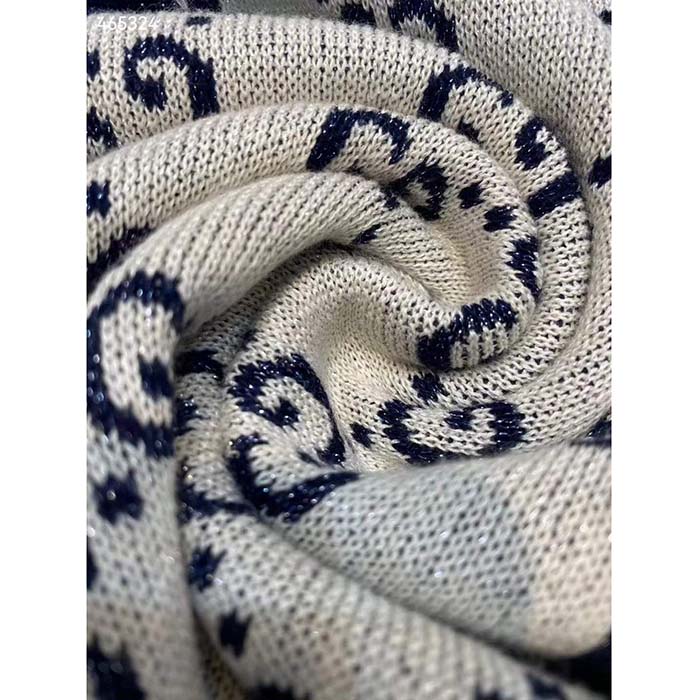 Gucci Women GG Cotton Jacquard Cardigan V-Neck Two Front Pockets