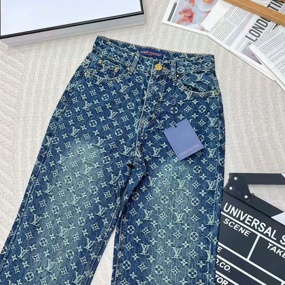 Louis Vuitton Women Monogram Flared Jeans in Washed Denim