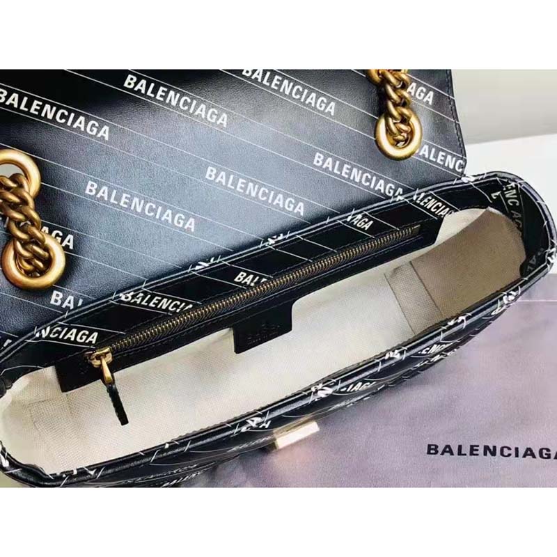 Gucci Women The Hacker Project Small Dionysus Bag Black Balenciaga Print Black Leather