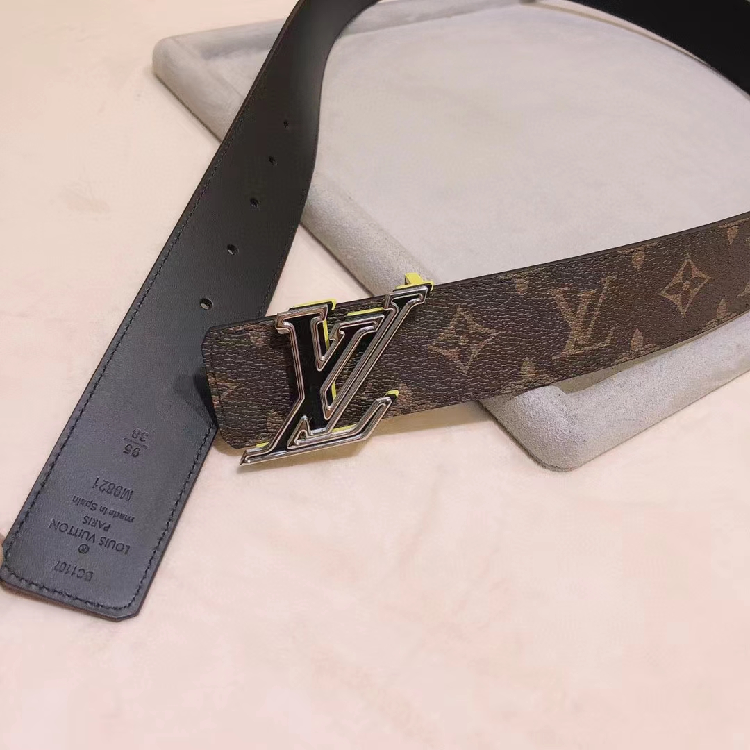 Louis Vuitton Unisex LV Speed 40mm Reversible Belt Yellow Monogram Coated Canvas Leather