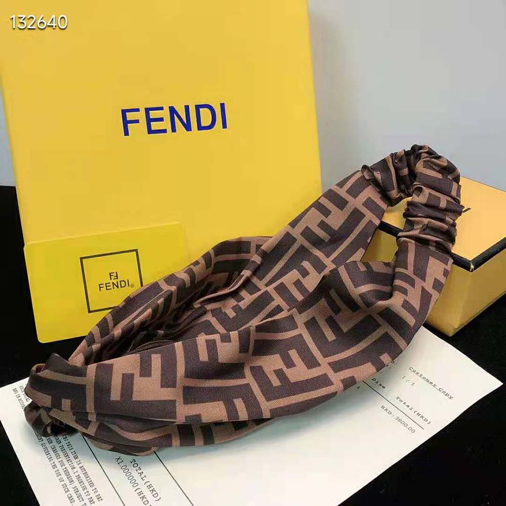 Fendi Women FF Band FF Band Brown Silk Bandeau Top