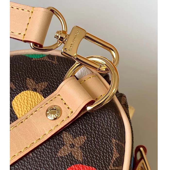 Louis Vuitton Unisex LVxYK Speedy Bandoulière 25 Monogram Coated Canvas 3D Painted Dots Print