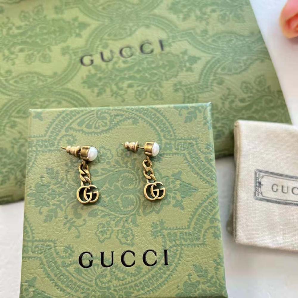 Gucci Women Pearl Double G Earrings