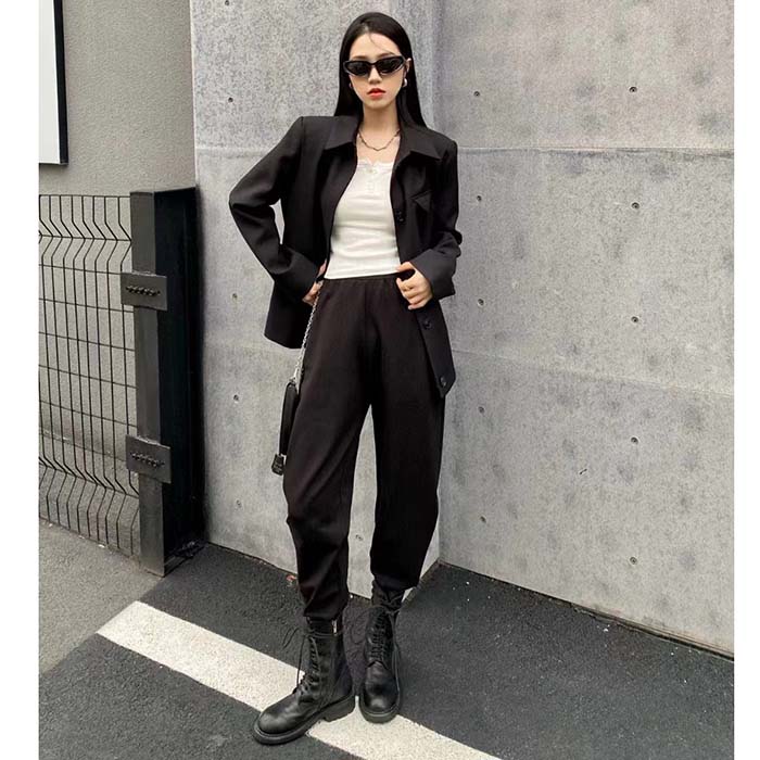 Louis Vuitton Women LV Embellished Wool Blouson Regular Fit Black 1AF997