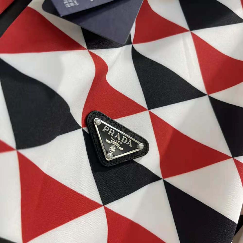 Prada Women Printed Jersey Hoodie-Red